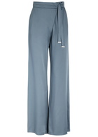 Herno Wrap-effect Satin Trousers Blue