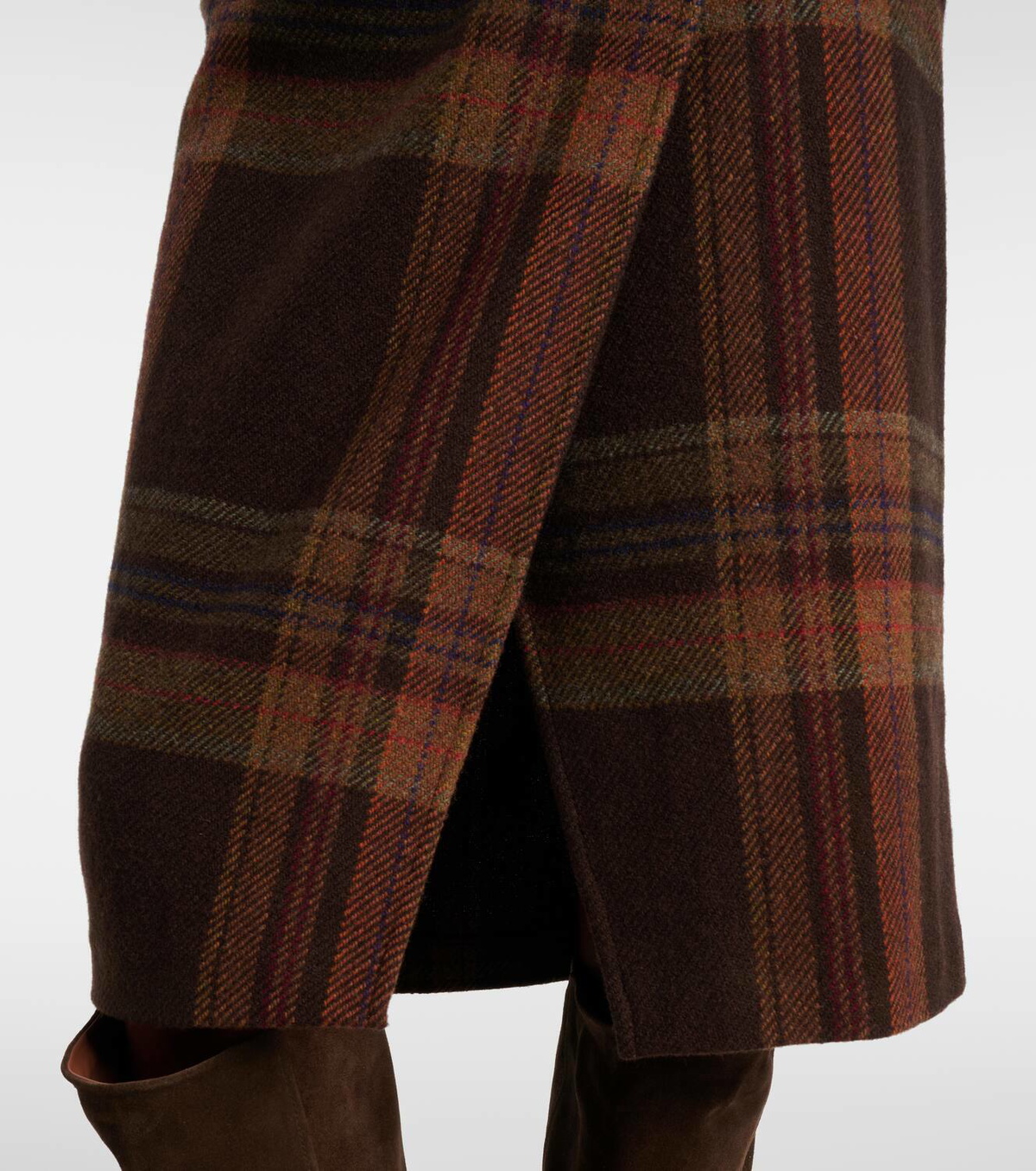 Polo Ralph Lauren Plaid wool-blend midi skirt