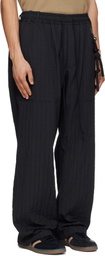 Song for the Mute Black Wide Weave Stripe Gym Track Pants