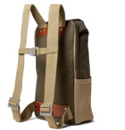 Brooks England - Dalston Leather-Trimmed Canvas Backpack - Army green