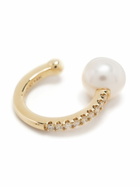 Mizuki 14K Yellow Gold Sea Of Beauty Diamond And Pearl Ear Cuff