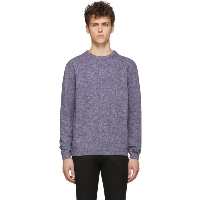 Photo: Paul Smith Blue and Burgundy Cotton Linen Marled Sweater