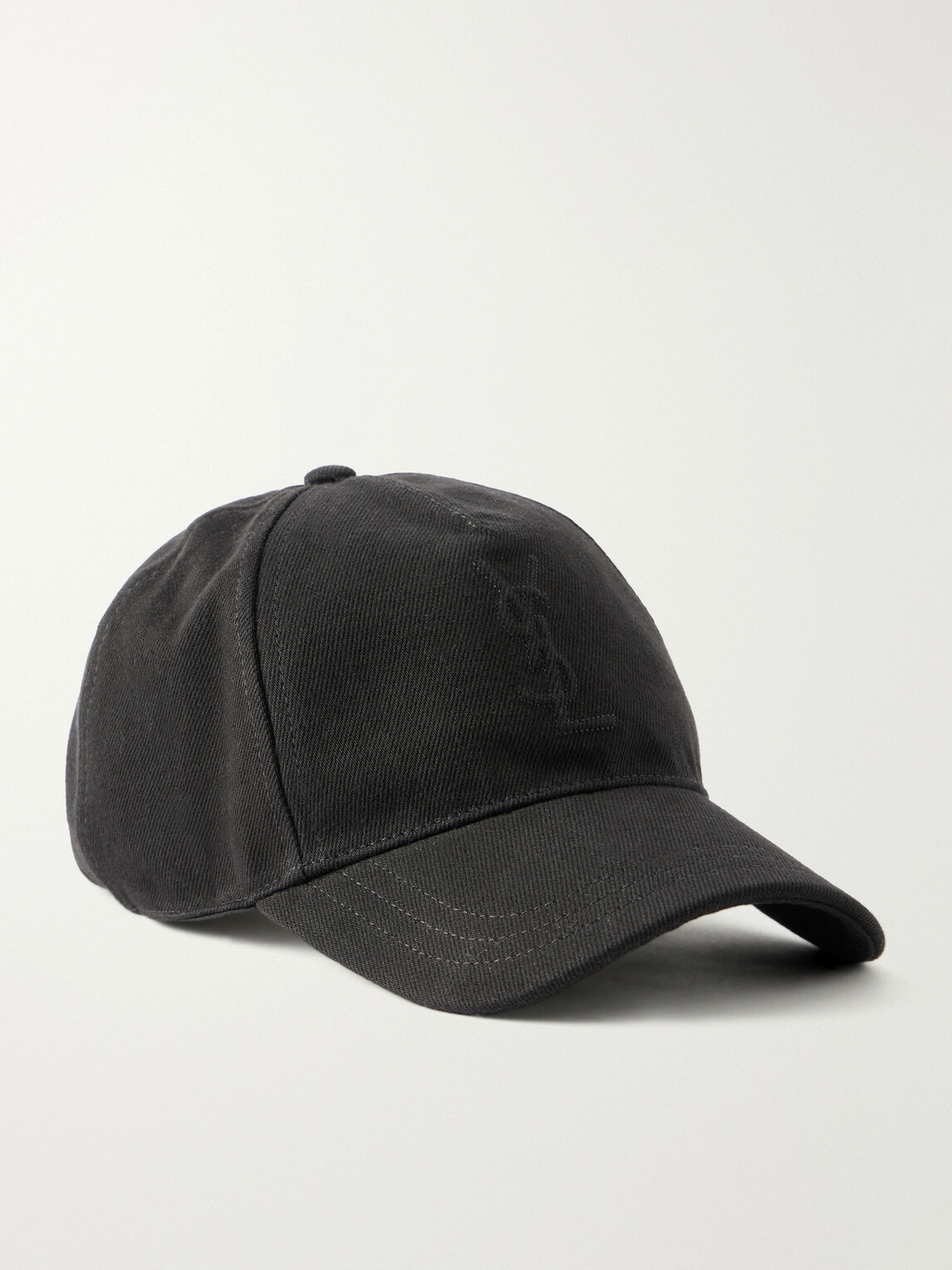 SAINT LAURENT - Logo-Debossed Cotton-Twill Baseball Cap - Black