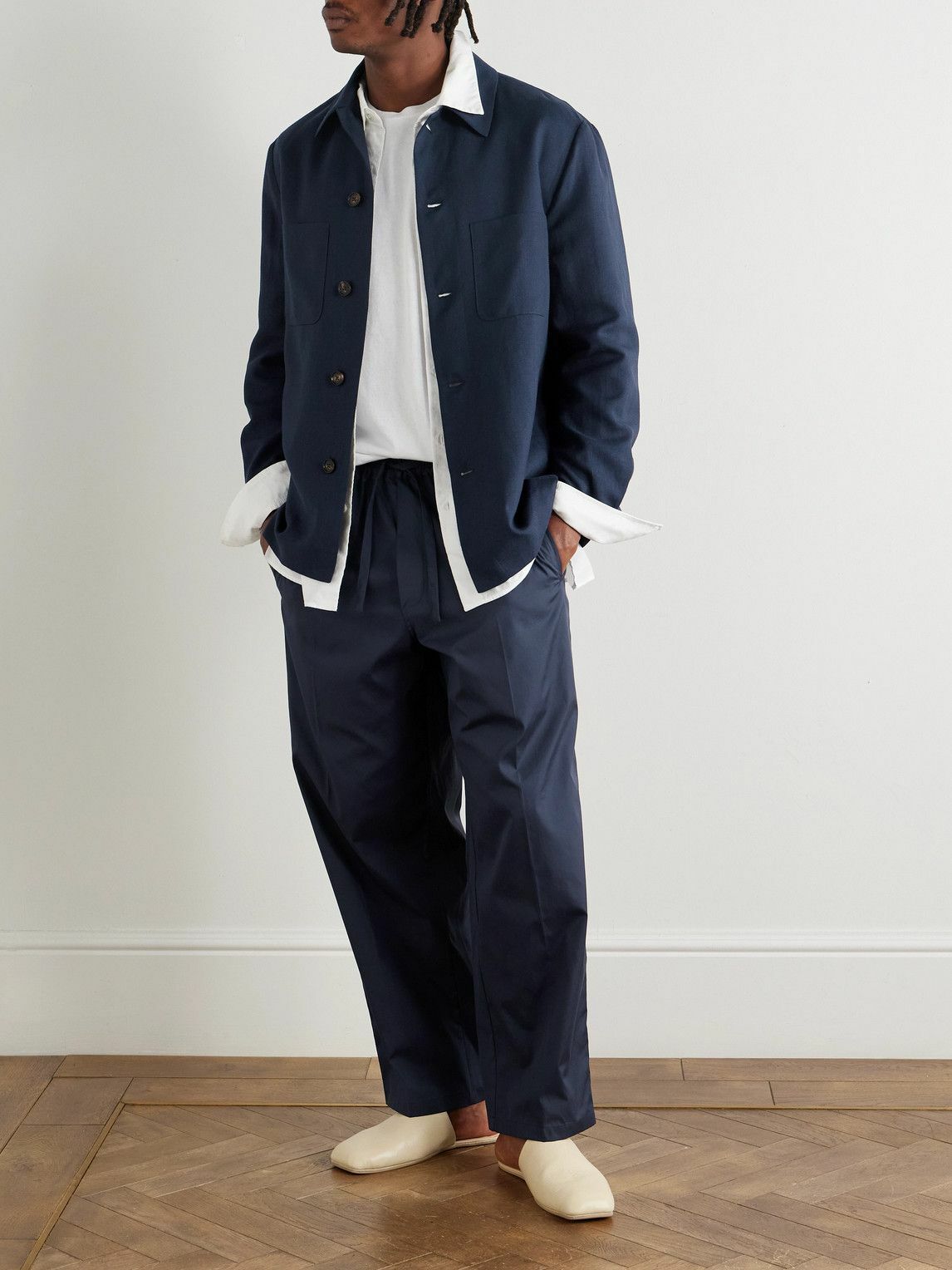 UMIT BENAN - Jerome Linen and Wool-Blend Overshirt - Blue