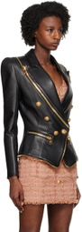 Balmain Black Zip Leather Jacket