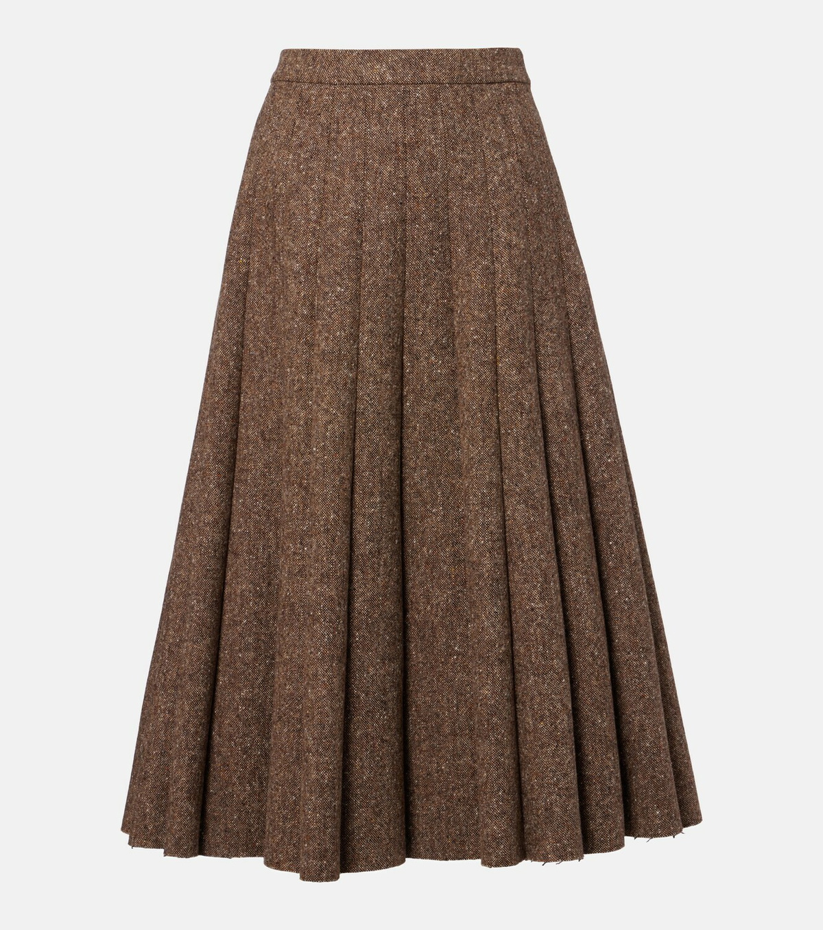 Brunello Cucinelli Pleated wool-blend tweed midi skirt