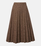 Brunello Cucinelli Pleated wool-blend tweed midi skirt