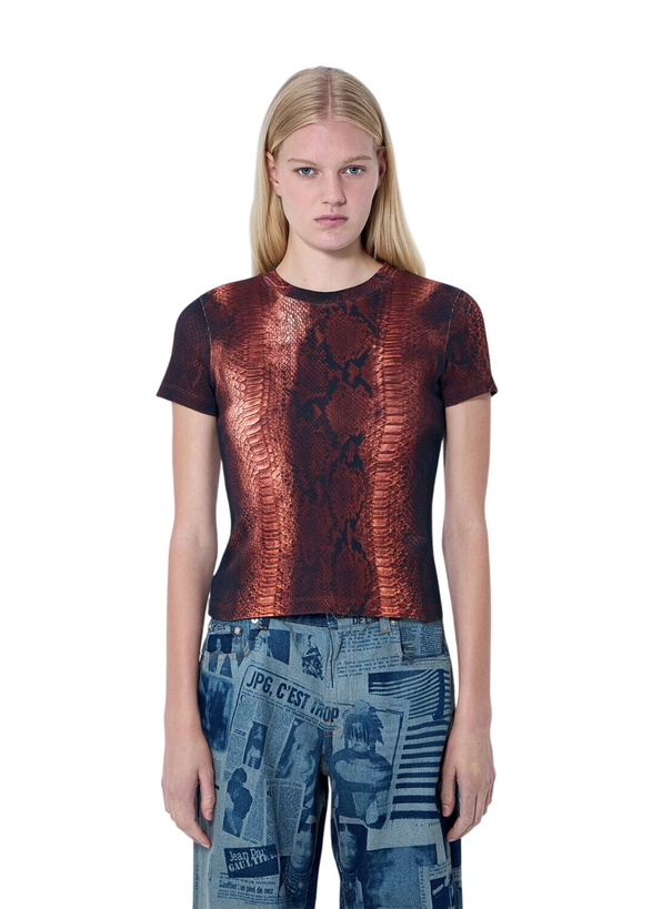 Photo: Jean Paul Gaultier Cotton Ribbed Python Print T-shirt