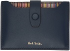Paul Smith Blue Signature Stripe Pull-Out Card Holder