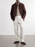 Stòffa - Spread-Collar Brushed Cotton Woven Shirt - Brown
