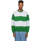 Sunnei Grey and Green Striped Band Sweatshirt
