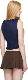 Sandy Liang Navy Piper Corset Top