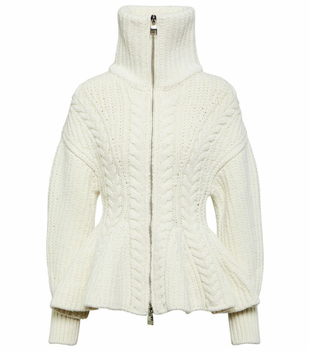 Alexander McQueen Peplum wool-blend cardigan Alexander McQueen