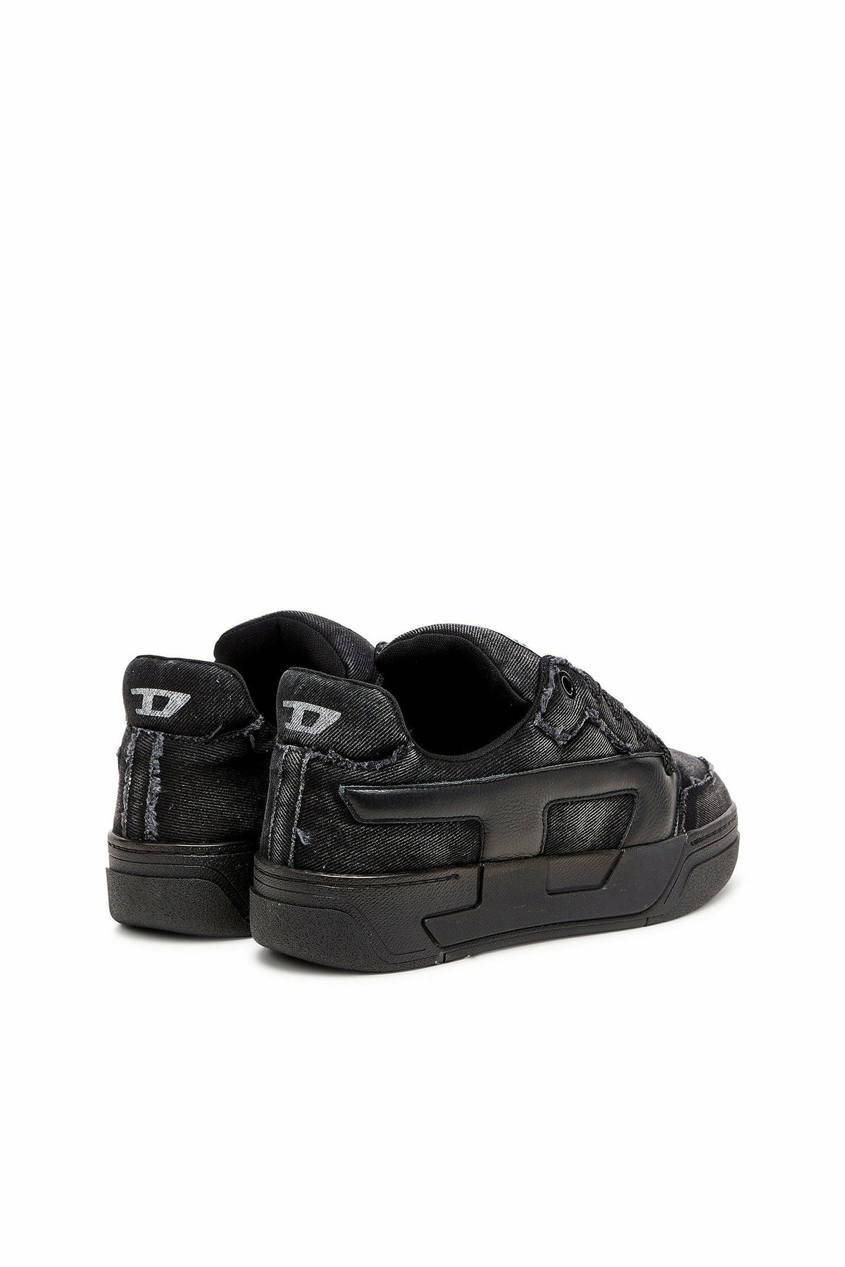 Diesel S-D-Ollie - Sneakers in frayed denim e leather - Sneakers Mens in Black