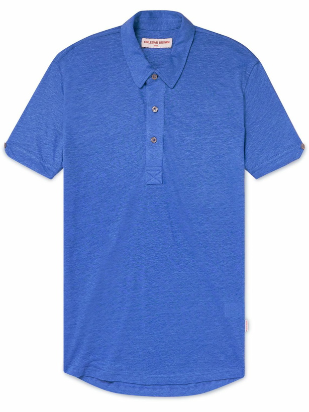 Photo: Orlebar Brown - Sebastian Linen Polo Shirt - Blue