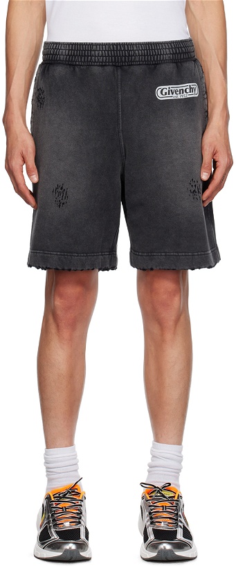 Photo: Givenchy Black Distressed Shorts
