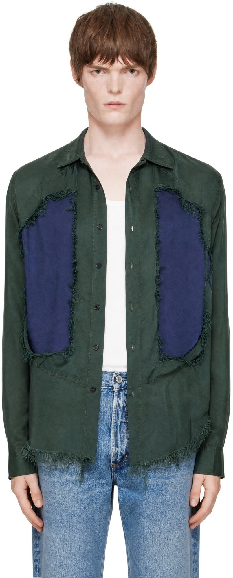 Edward Cuming Green & Navy Lung Window Shirt