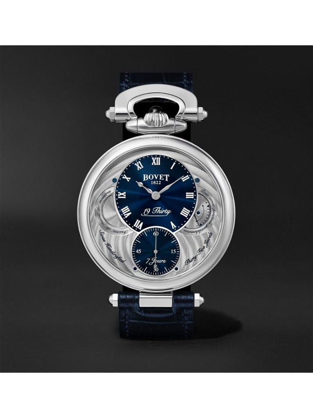 Photo: BOVET - 19Thirty Fleurier Hand-Wound 42mm Stainless Steel and Leather Watch, Ref. No. NTS0004