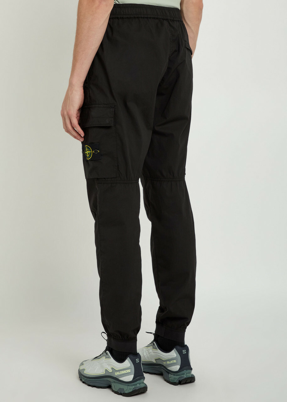 Stone Island Stretch-cotton Cargo Trousers Black