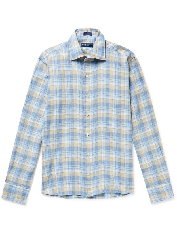 Photo: Peter Millar - Wharf Checked Linen Shirt - Blue