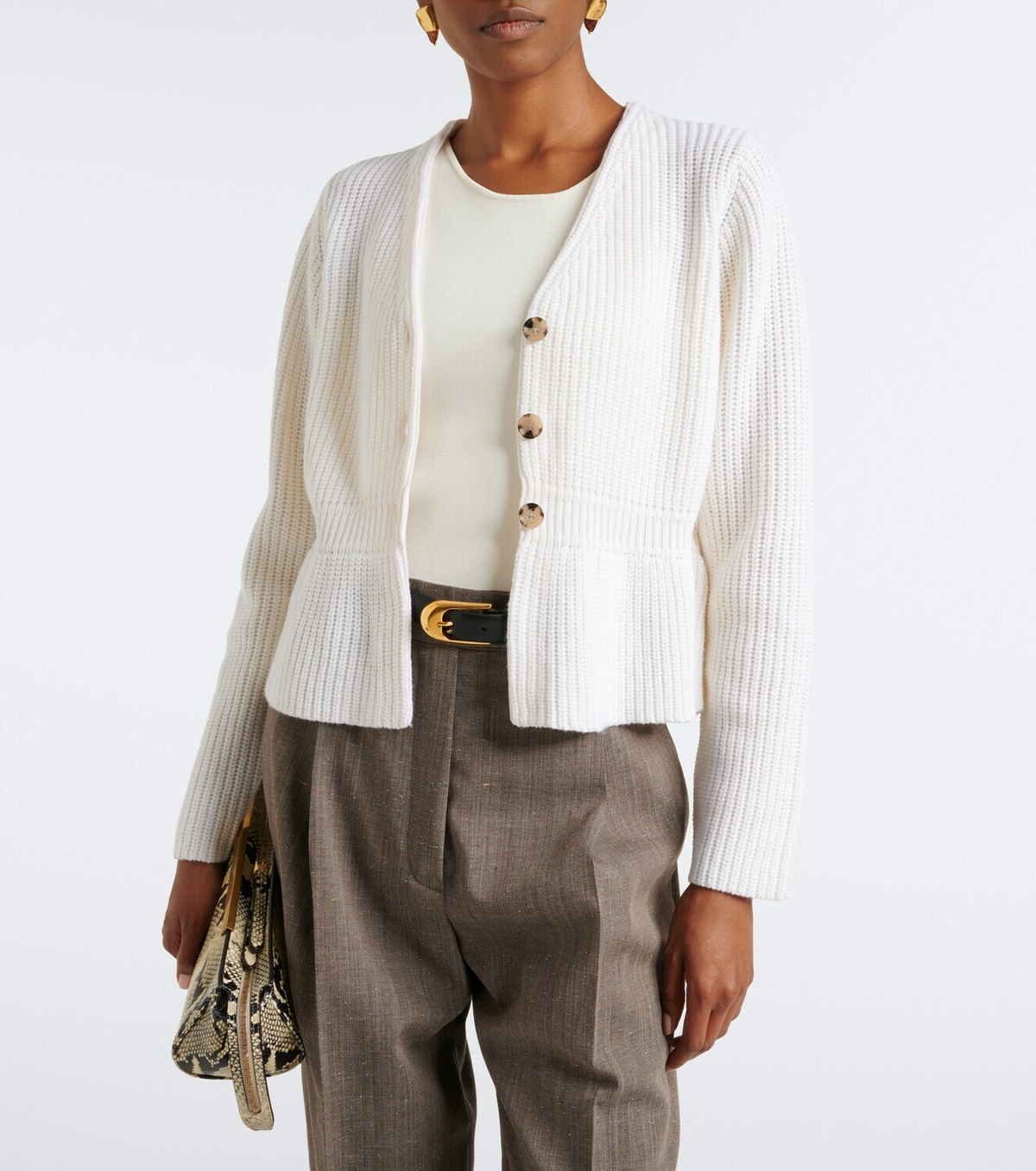 Jardin des Orangers Peplum wool and cashmere cardigan