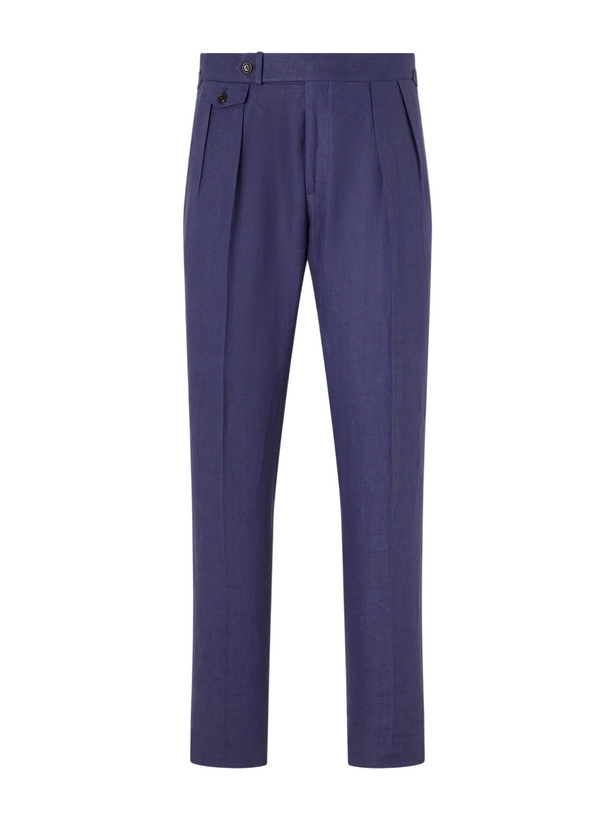 Photo: Polo Ralph Lauren - Straight-Leg Pleated Linen Suit Trousers - Blue