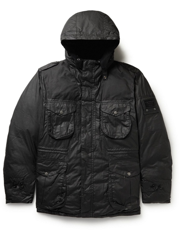 Photo: Barbour Gold Standard - Canna Padded Waxed-Cotton Hooded Jacket - Black
