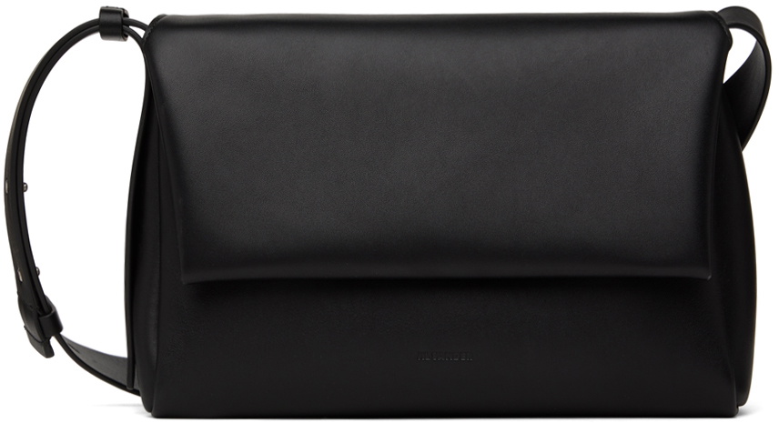 【関税＆送料込み】Jil Sander Small 'Messenger' Black Leath Jil Sander Black Folded Messenger Small Bag Jil Sander