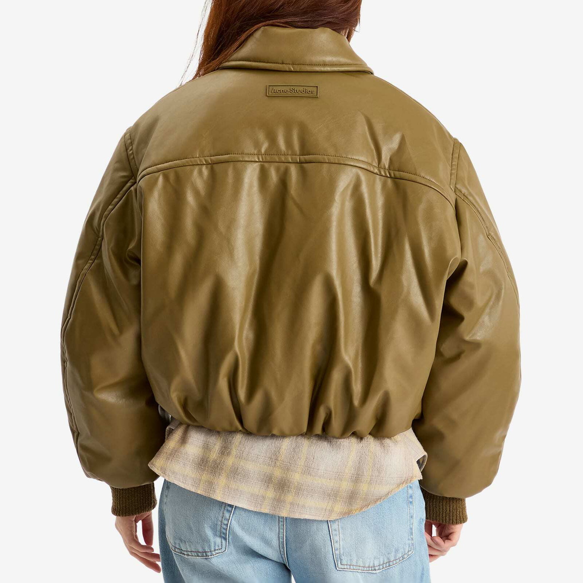 Acne Studios Women's Onnea Faux Leather Bomber Jacket in Khaki Green