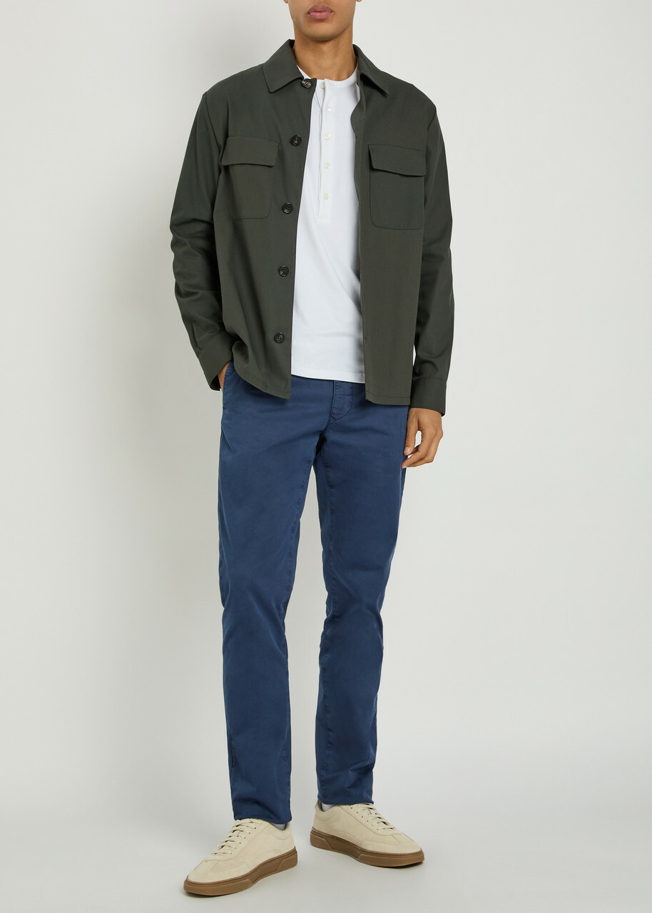 Slowear Slim-leg Stretch-cotton Trousers Navy