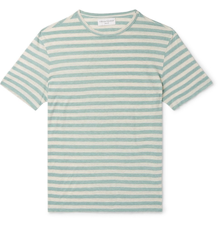 Photo: Officine Generale - Striped Cotton-Jersey T-Shirt - Light green