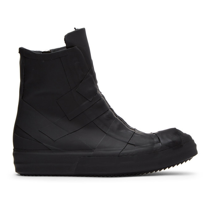 Photo: Rick Owens Black Rubber Performa High-Top Sneakers