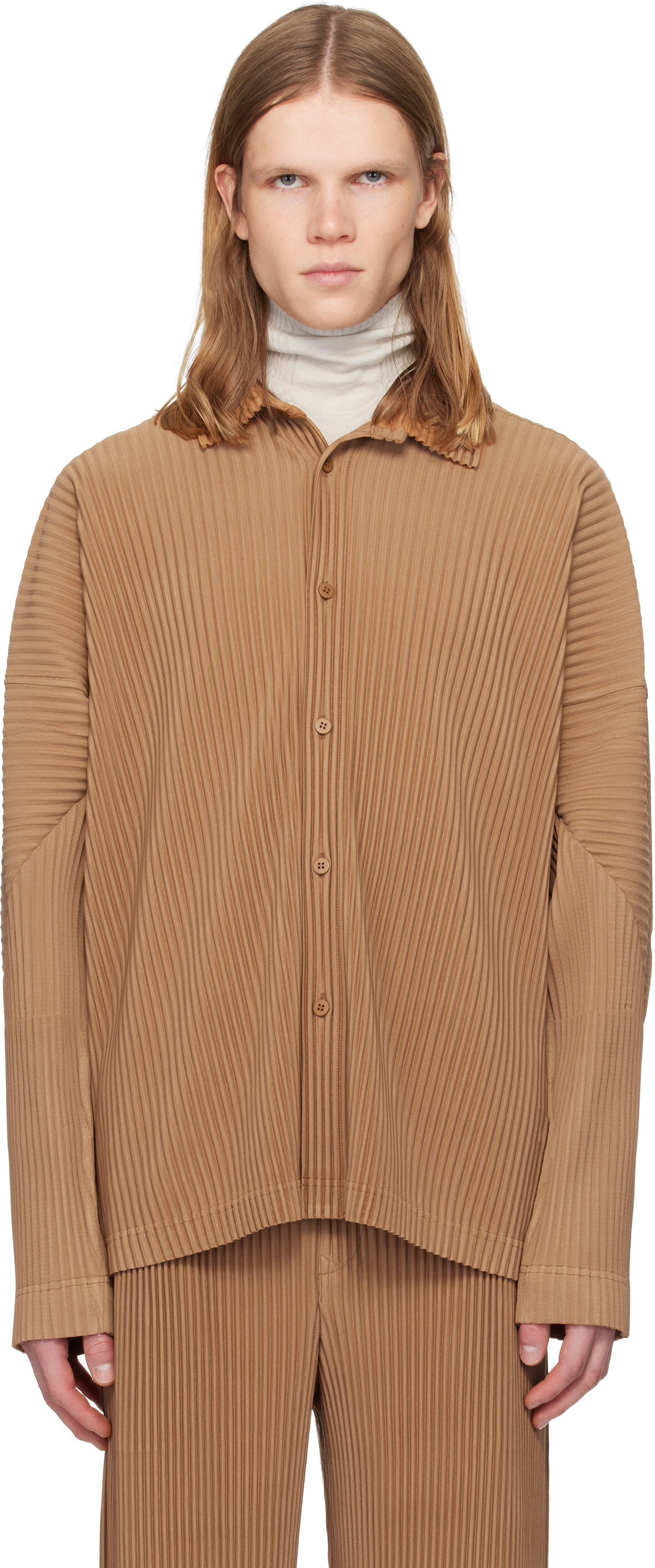 HOMME PLISSÉ ISSEY MIYAKE: Tan Monthly Colors October Shirt | SSENSE