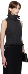 AARON ESH Gray Tied Roller Neck Vest