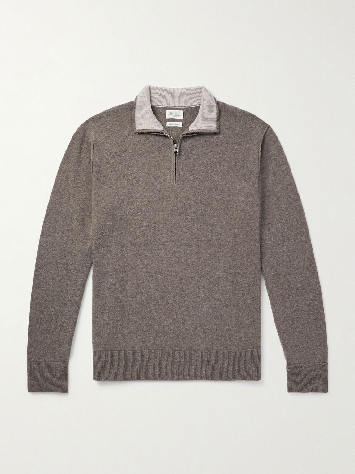 Hartford - Wool and Cashmere-Blend Half-Zip Sweater - Brown