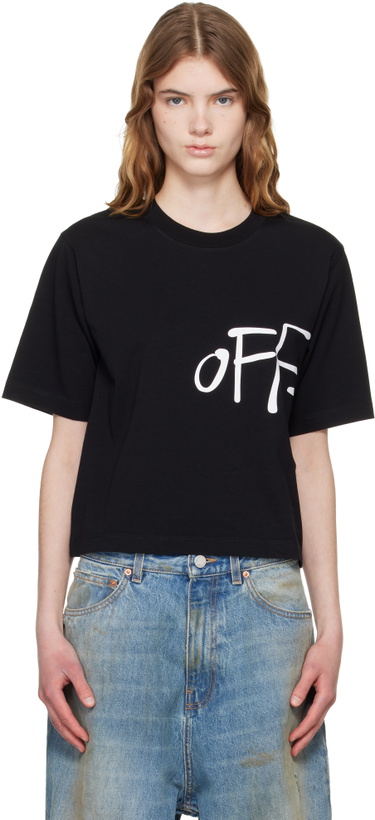 Photo: Off-White Black 'Off-White' Shared Logo Boxy T-shirt