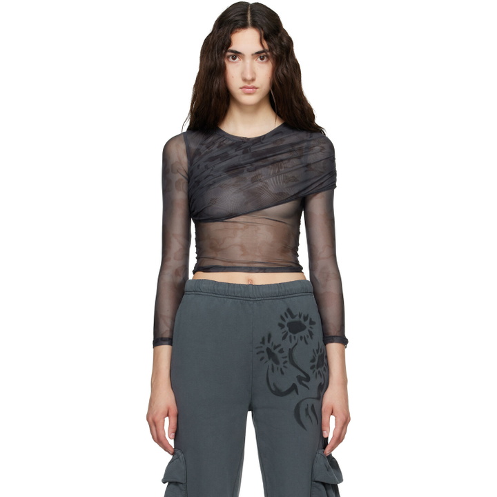 Photo: Collina Strada Black Wrapped Cardio Crew T-shirt