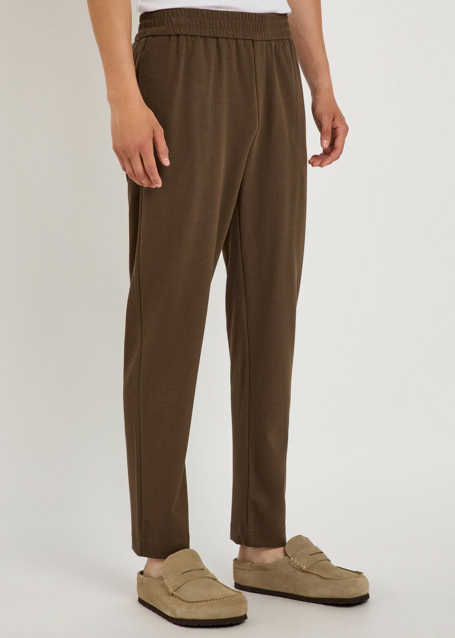 Raith Geneva Textured Tapered-leg Jersey Trousers Brown