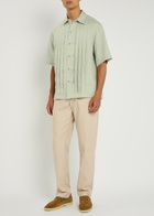Gusari Montecarlo Pleated Linen Shirt Light Green