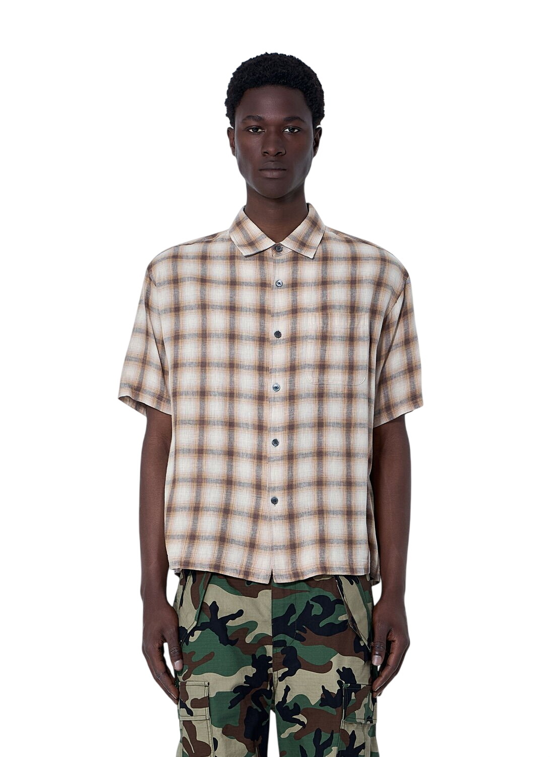 Stüssy - Ace Checked Cotton-Flannel Shirt - Orange Stussy