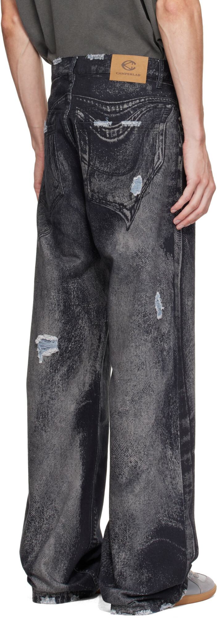 CAMPERLAB Black Distorted Distressed Jeans