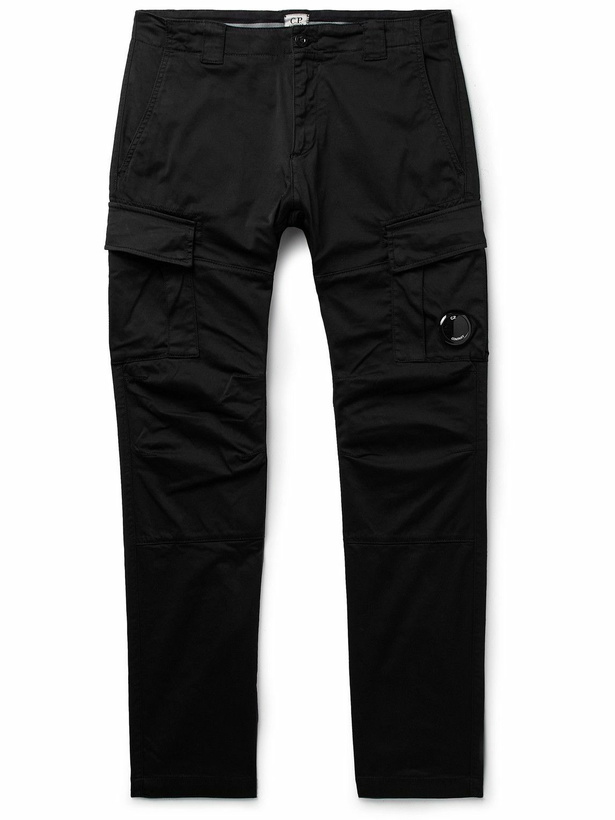 Photo: C.P. Company - Slim-Fit Logo-Appliquéd Cotton-Blend Cargo Trousers - Black