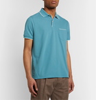 Loro Piana - Contrast-Tipped Stretch-Cotton Piqué Polo Shirt - Blue