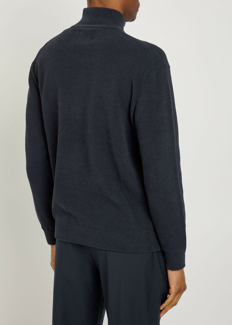 NN07 Danny Half-zip Ribbed Knit Jumper Navy