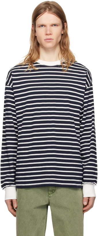 Photo: Pilgrim Surf + Supply Navy & White Blinky Striped Longsleeve T-shirt
