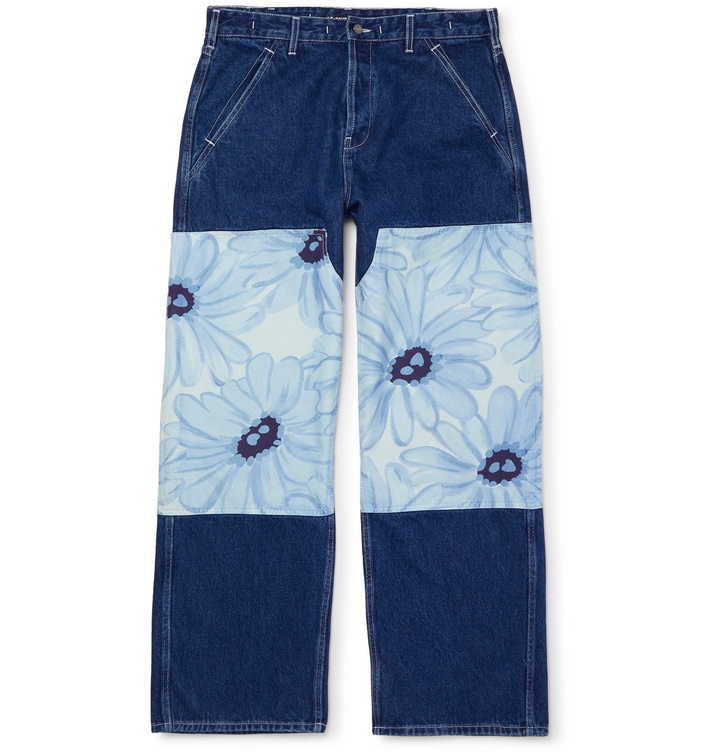 Photo: Jacquemus - Le De Nîmes Fleurs Wide-Leg Panelled Denim Jeans - Blue