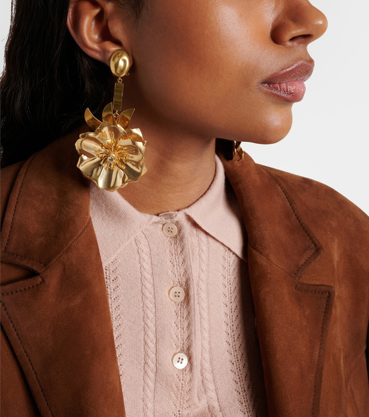 Miu Miu Floral crystal-embellished drop earrings