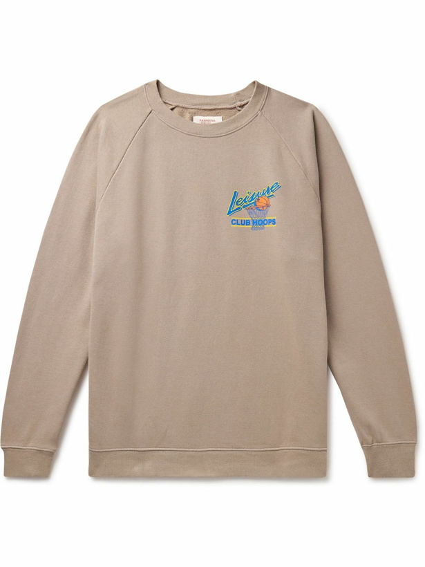 Photo: Pasadena Leisure Club - Club Hoops Logo-Print Cotton-Jersey Sweatshirt - Neutrals