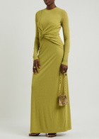 Nanushka Rozal Knotted Jersey Maxi Dress Green