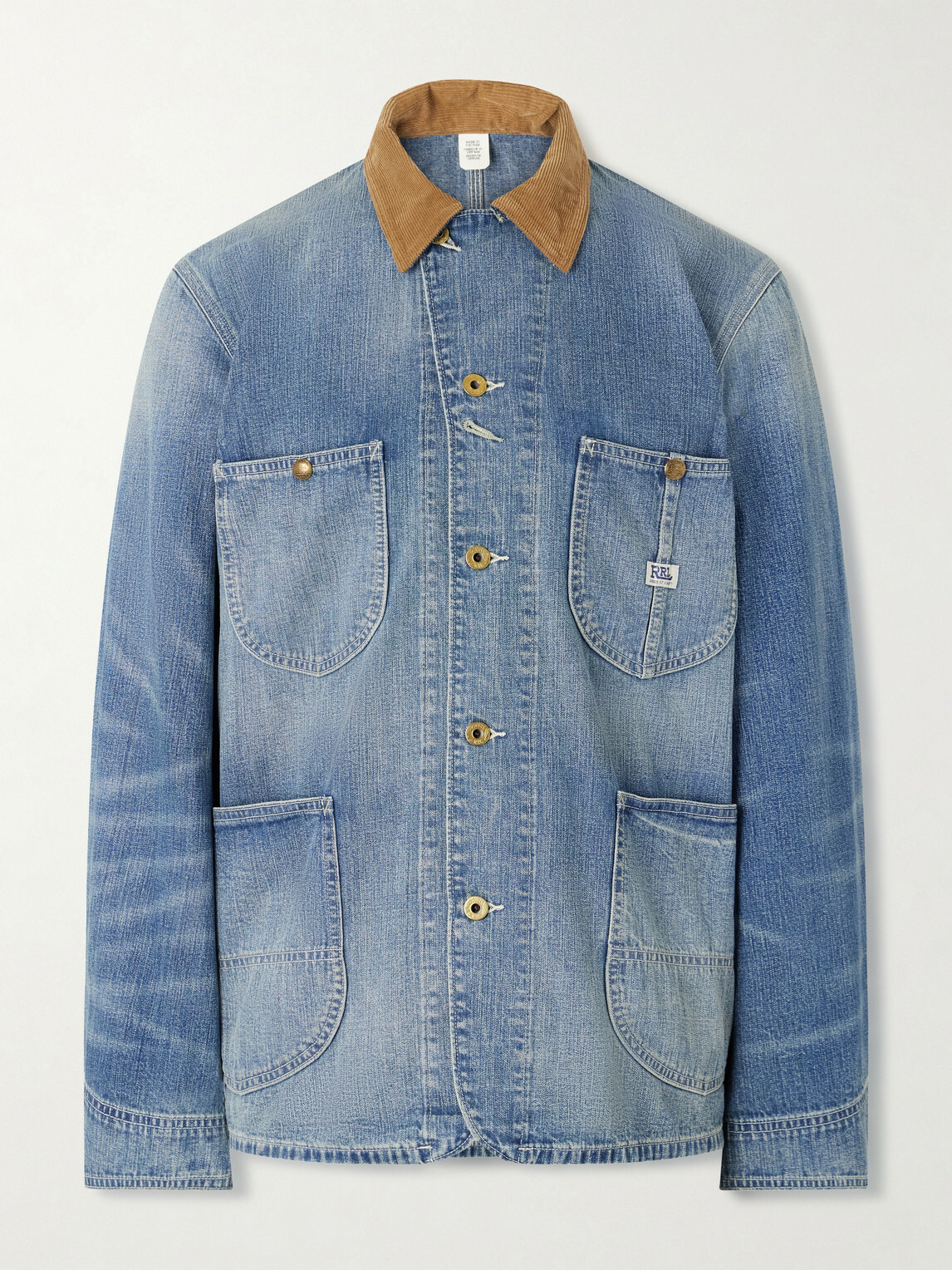 RRL - Stockton Corduroy-Trimmed Denim Jacket - Blue